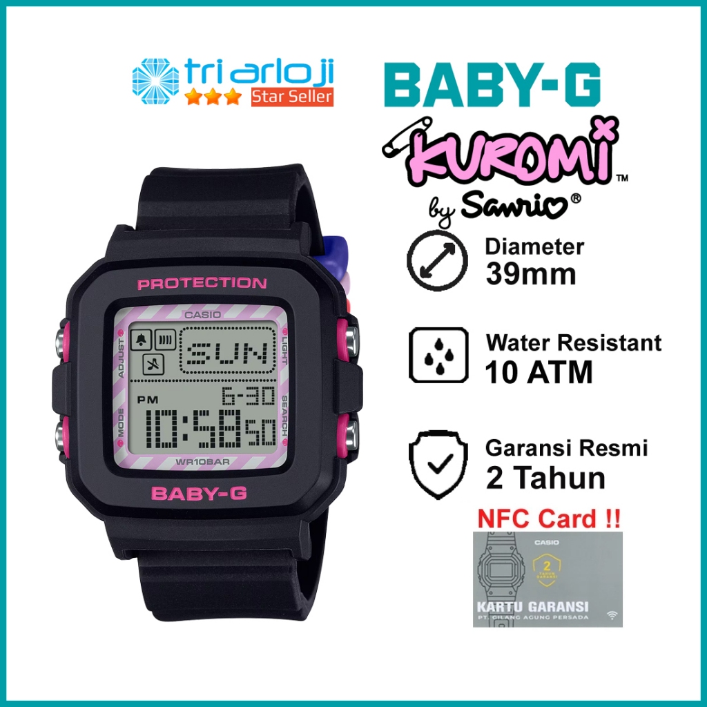 Casio BABY-G BGD-10KKM-1DR Jam Tangan Wanita BabyG + Plus BGD-10KKM-1 Kurumi BGD10KKM + Case Holder