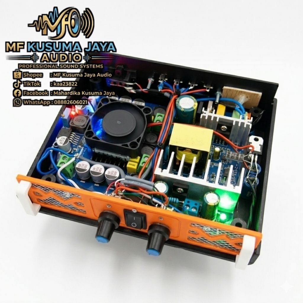 Power Mini Amplifier 500W TPA3116D2 ORI dengan modifikasi + SMPS 6A – Siap Pakai, Praktis Tanpa Ribe