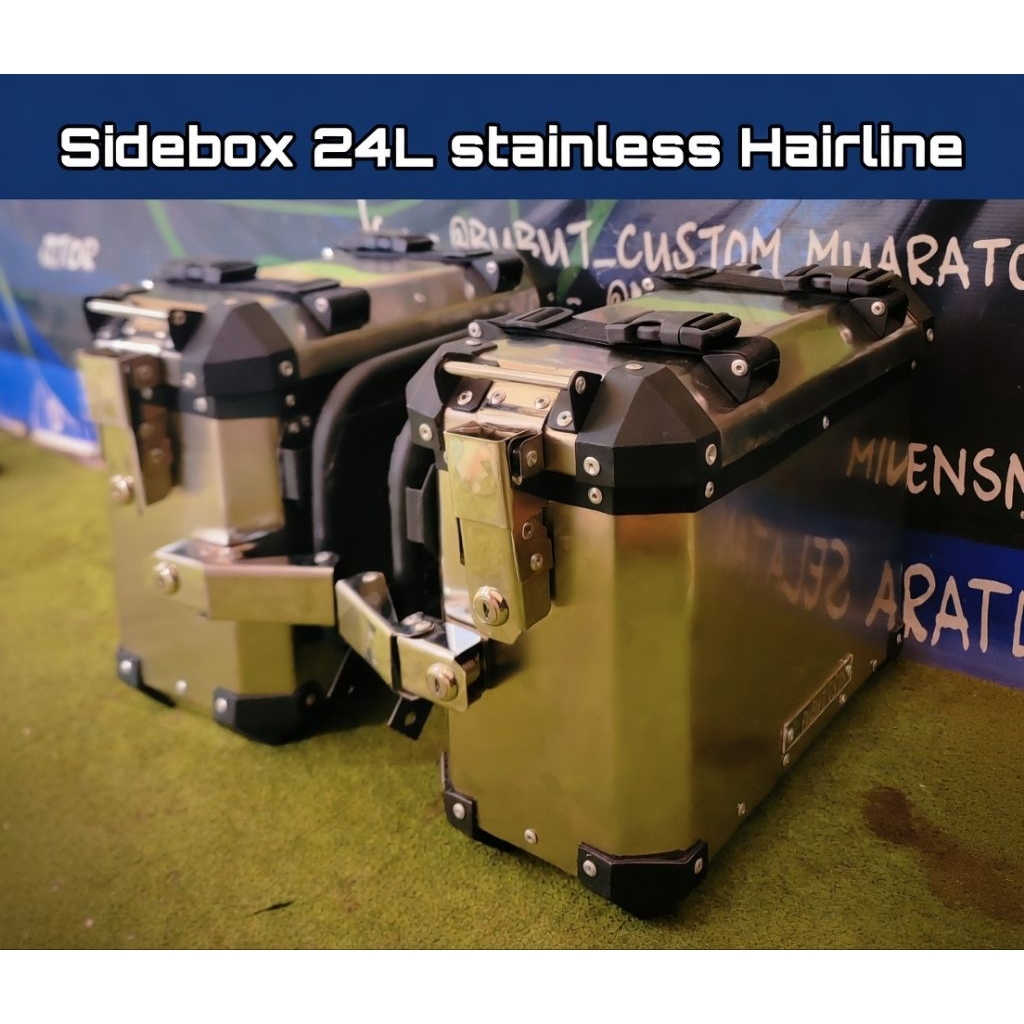 Side box pannier 24L stainless mirror dan hairline , box pannier, box motor, Box stainless, box quic