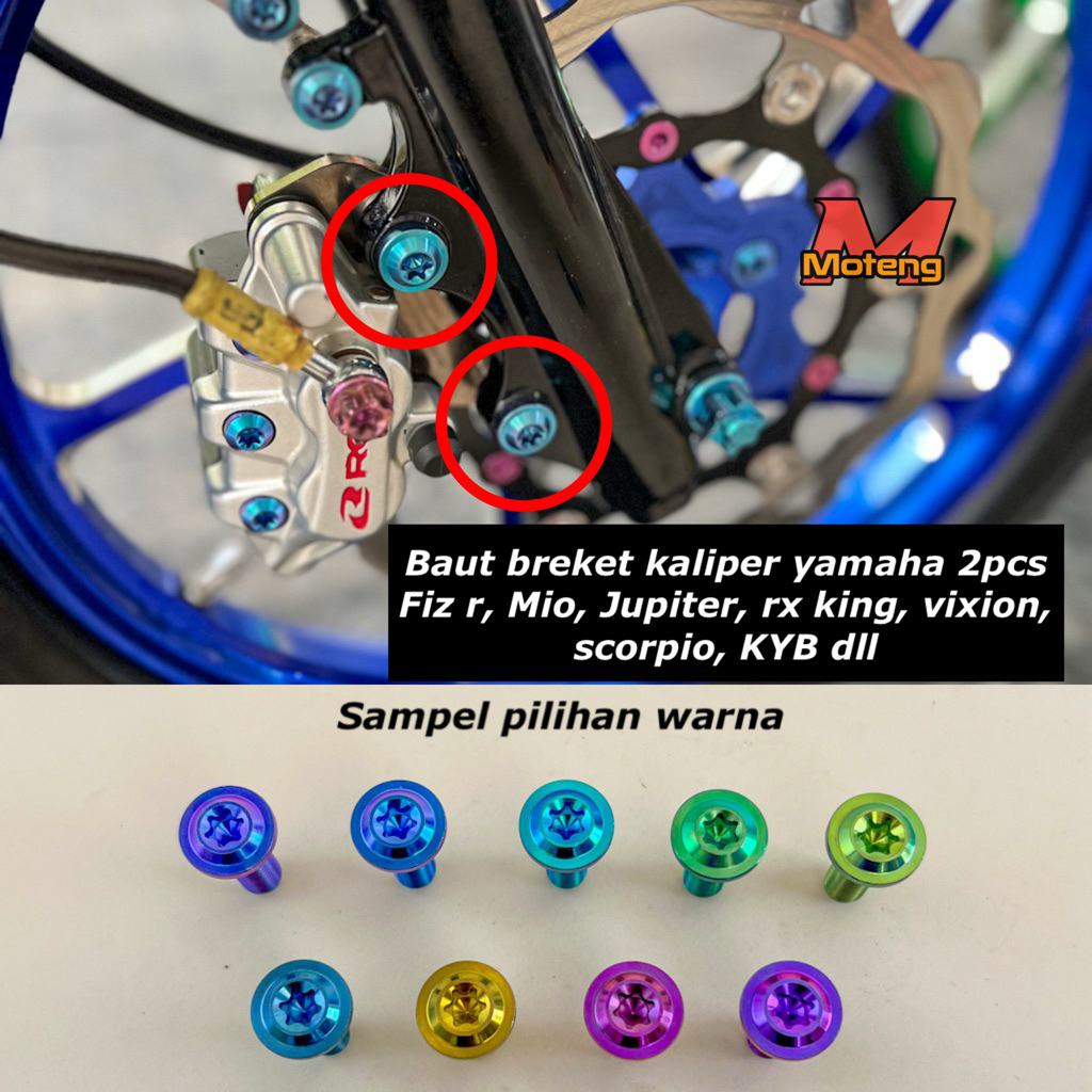 Baut Titanium GR5 Breket Kaliper Bottom Shock Yamaha Fiz r / Mio / Jupiter z / Rx king / KYB / Vixio