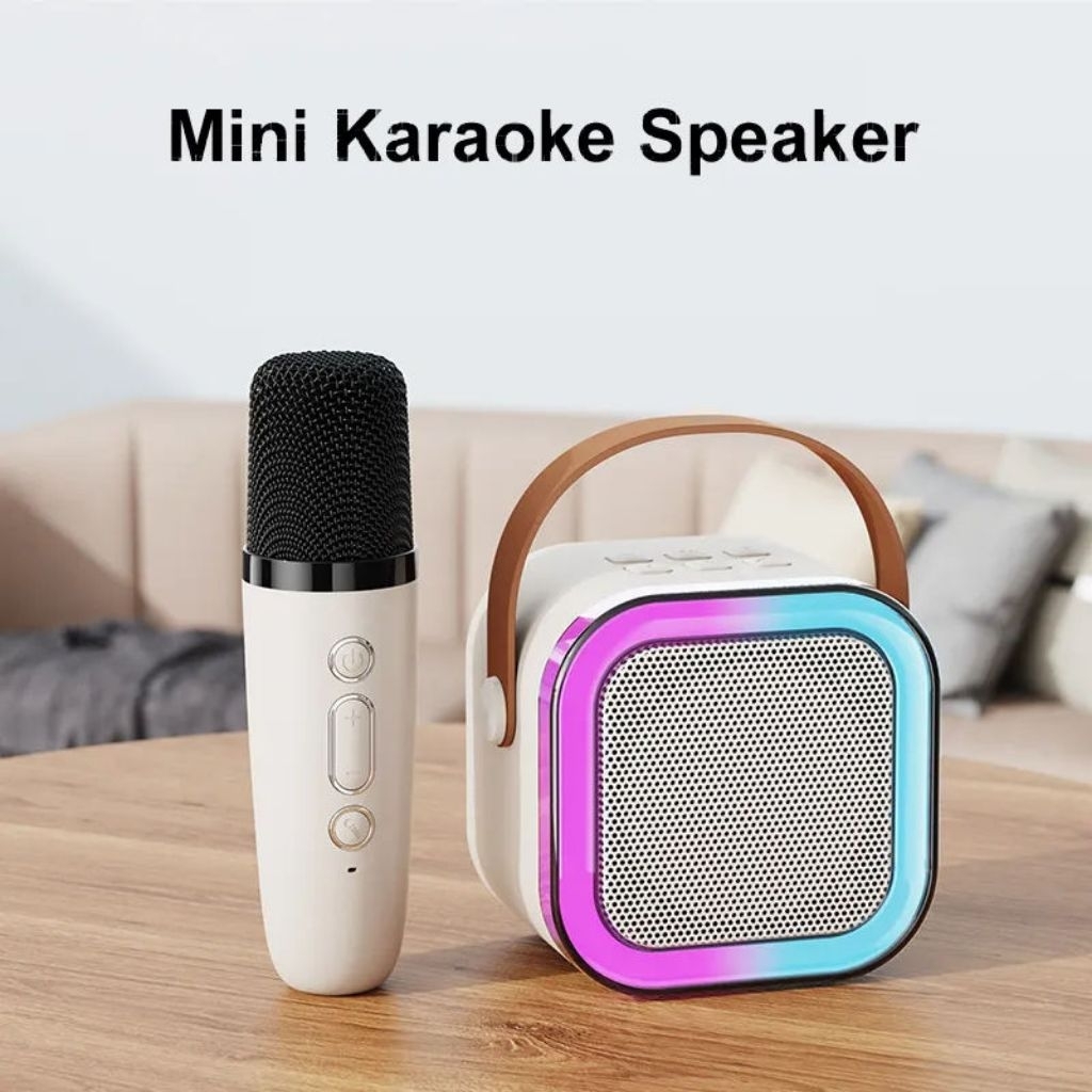 Speaker Karaoke Bluetooth K12 Mini Portable - Suara Jernih, Bass Mantap, LED Keren