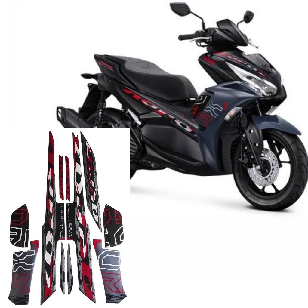 Stiker Striping Lis Body Motor Aerox 2024 Warna Hitam Abu
