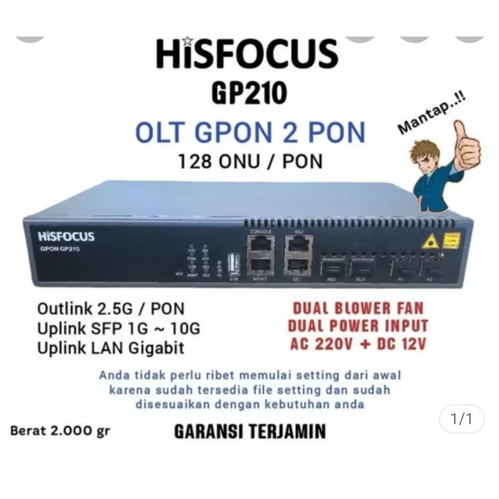 HISFOCUS OLT GPON 2 PON 128 ONU / PON