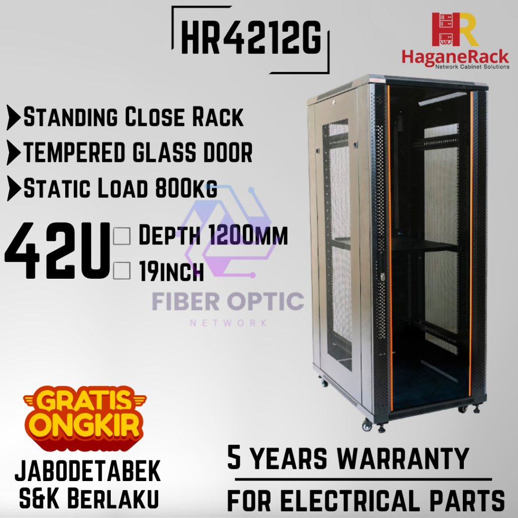 Close Rack Server 42U Depth 1200mm Tempered Glass Door