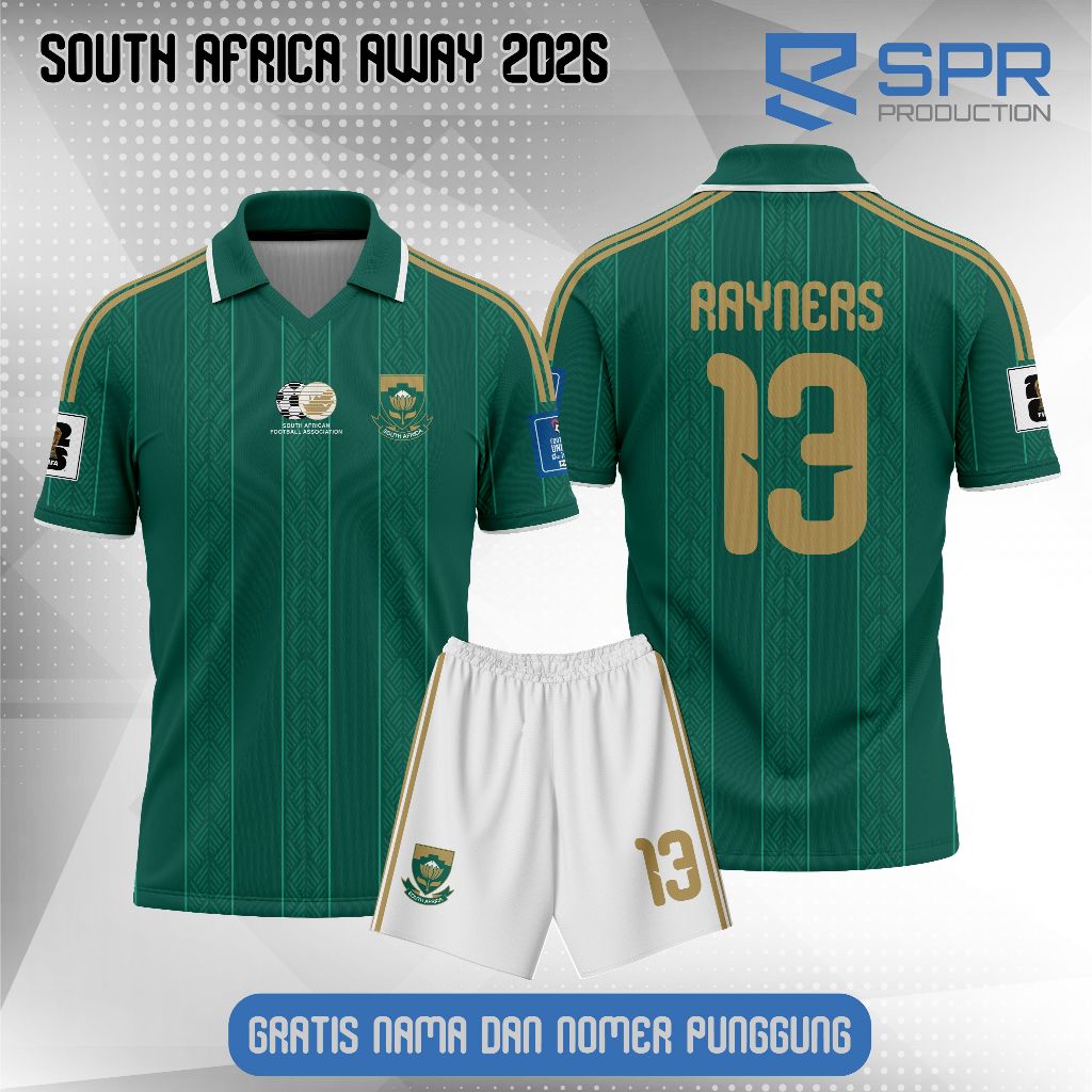 KAOS JERSEY SETELAN SEPAKBOLA FULL PRINTING WORLD CUP 2026 AFRIKA SELATAN AWAY