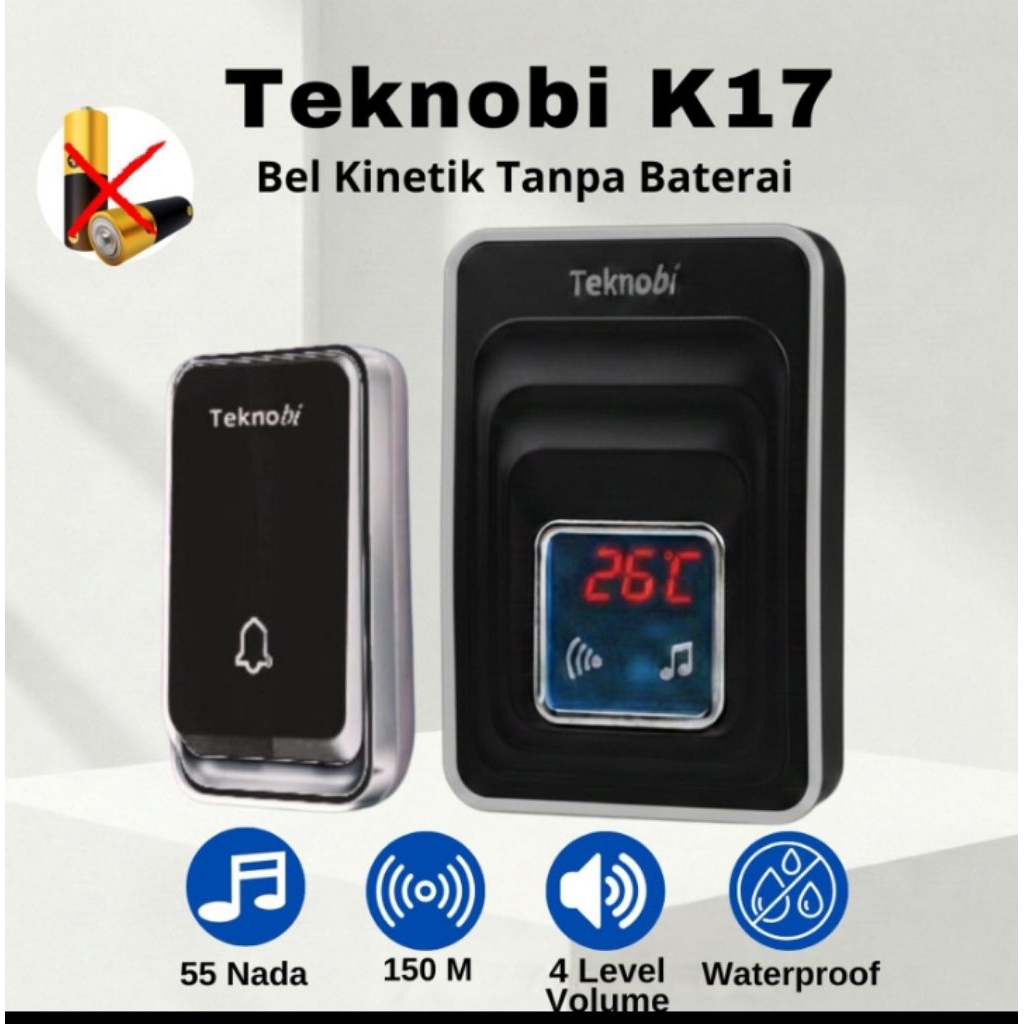Bel Thermometer Ruangan Bel Rumah Wireless Bel Kinetik Tanpa Batrei