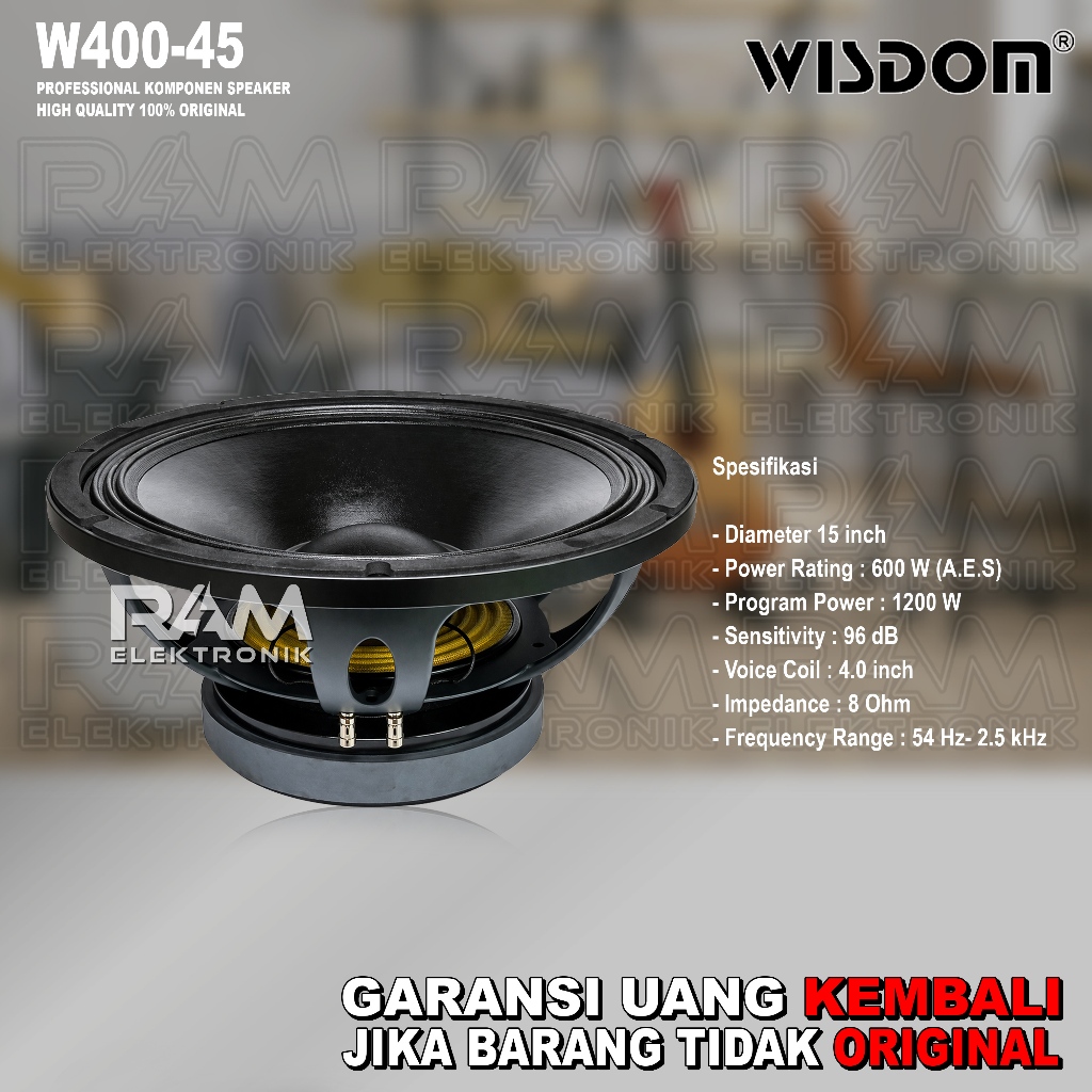 Komponen Speaker 15 Inch WISDOM W40045 | W400 45 | W 400 45 Original