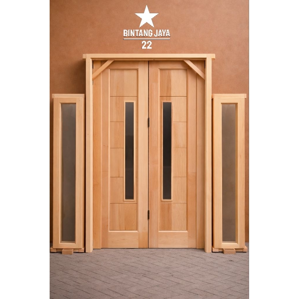 Pintu Utama Rumah Kayu Mahoni 1 Set Pintu Dan Jendela Rumah minimalis