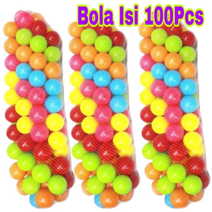 Bola Mandi Anak Warna-Warni Plastik SNI, Aman untuk Anak, Jaring isi 100 Bola