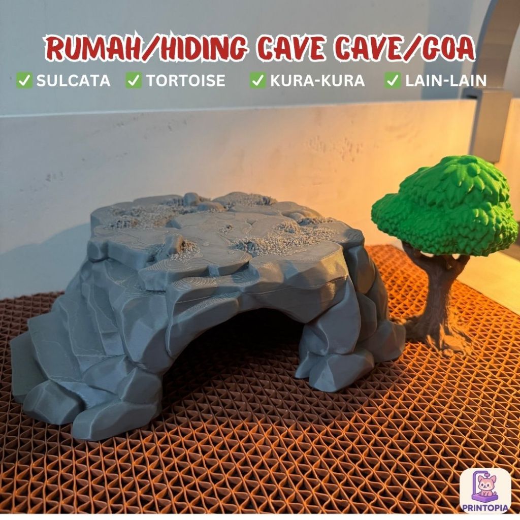 [POHON + STONES] HIDING CAVE/RUMAH/GOA SULCATA TORTOISE KURA KURA REPTILE TEMPAT SEMBUNYI