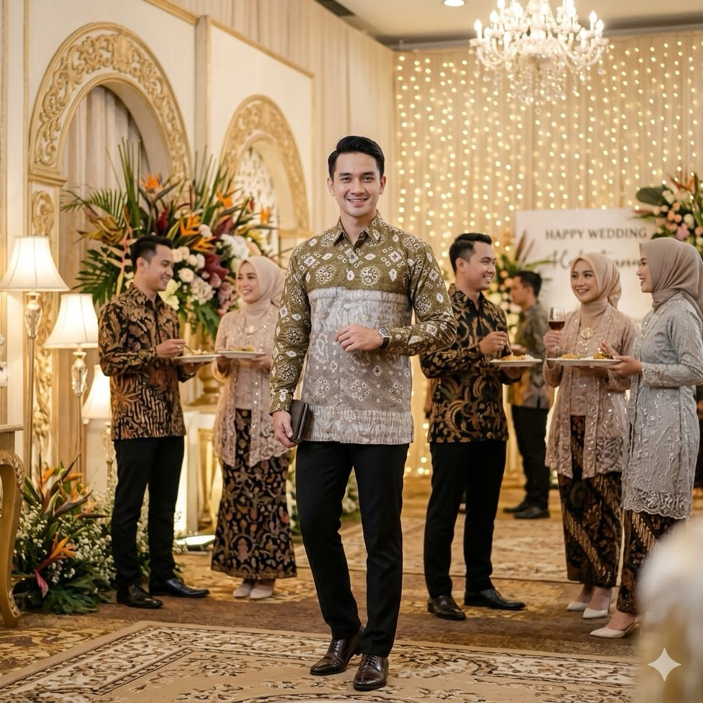 kemeja pria jumputan palembang titik tujuh printing mewah