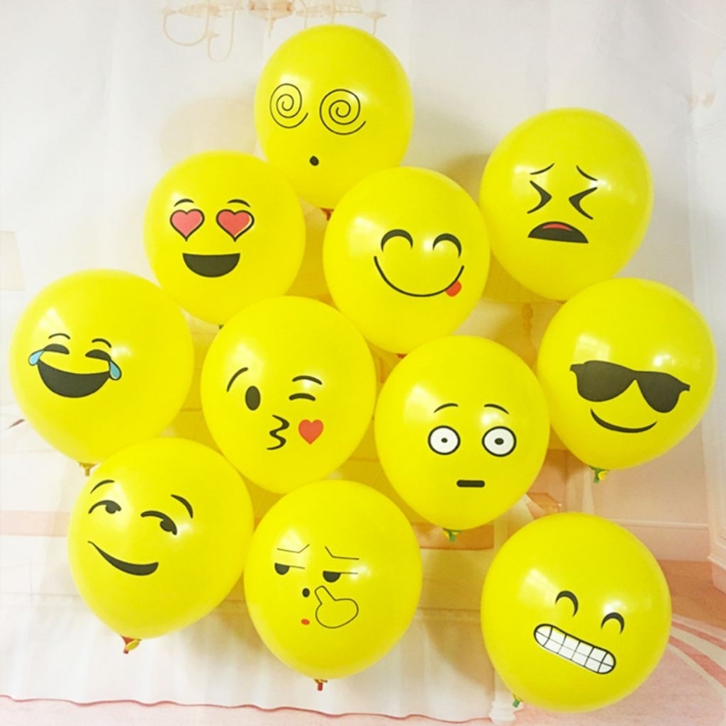 [10 PCS] BALON EMOTICON 12INCH / BALON LATEX  MOTIF EMOTICON RANDOM / BALON KUNING EMOJI PER 10 PCS