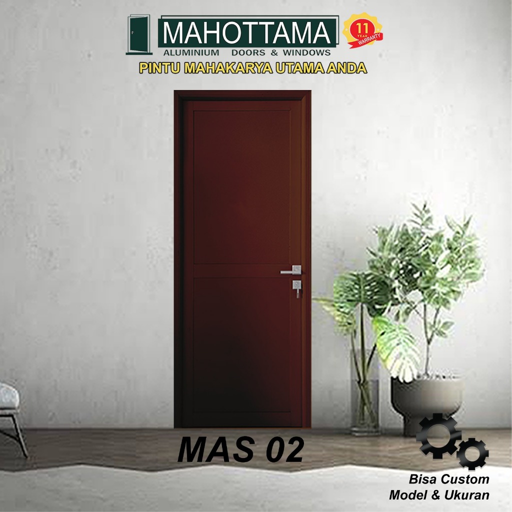MAHOTTAMA MAS02 - Pintu Rumah Kamar Tidur Kamar Mandi Aluminium 90 x 215cm Utama 1 Set Kunci Handle 