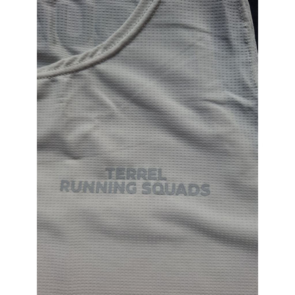 Tank Top Pria Terrel Size M Putih Dry Fit Singlet Gym Lari Fitness Original Second Murah