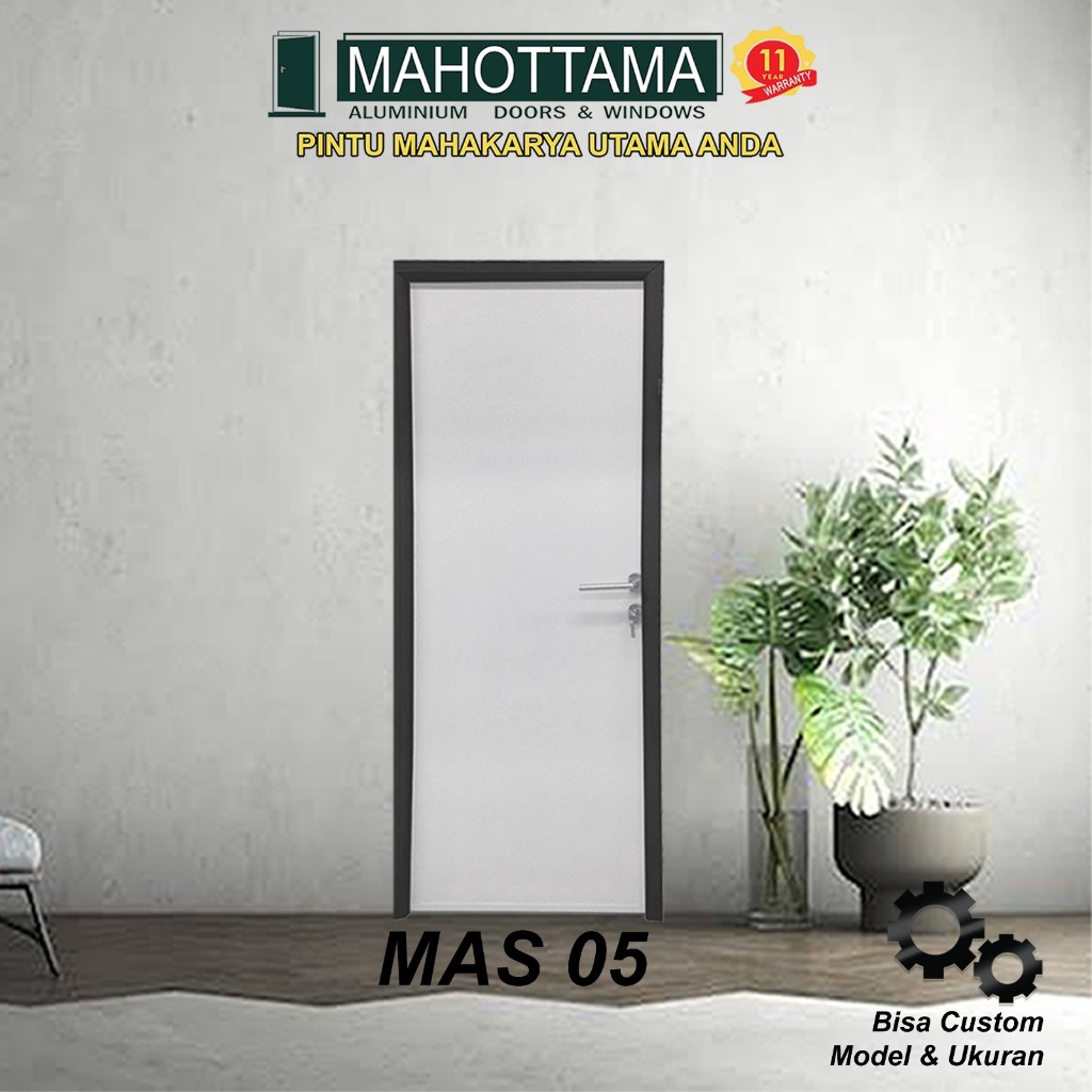 MAHOTTAMA MAS05 - Pintu Kamar Tidur / Kamar Mandi Aluminium 70 x 195cm Rumah 1 Set Kusen Kunci Handl