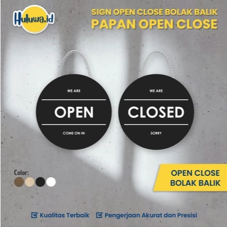 Signage Open Close Bolak Balik / Papan Open Close Kayu / Sign Cafe Board