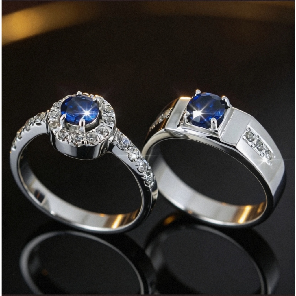 Cincin Tunangan Emas Putih & Palladium Asli Couple Custom Ukir Nama | Free Box & Bergaransi | Cincin