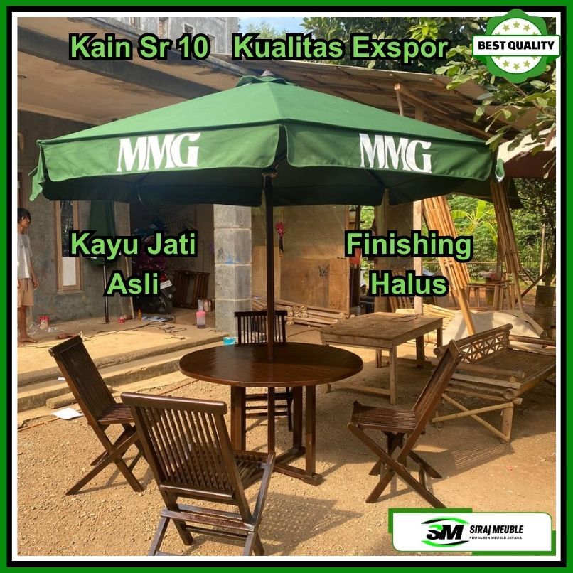 Kursi Meja Payung Taman Tenda Payung Rumbai Sablon Kain sr 10 Payung Taman Cafe