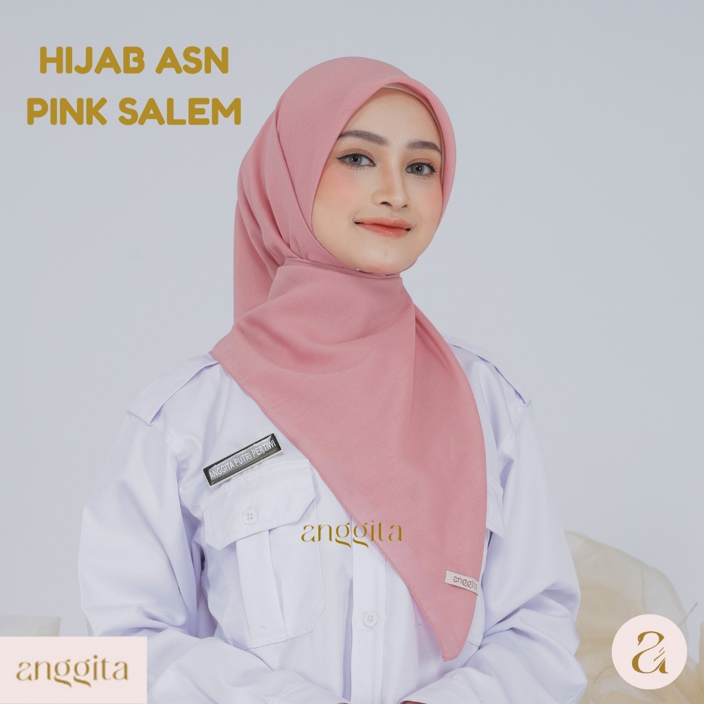 ANGGITA Hijab ASN Pink Salem Segiempat Paris Premium Jilbab Seragam Dinas PNS Pegawai PEMDA