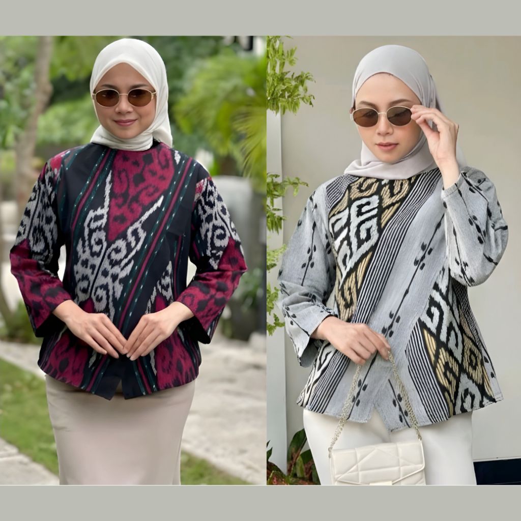 Blouse Tenun Troso, Baju Atasan Blouse Tenun Troso, Baju Blus Kerja Kantor Formal Tenun 161