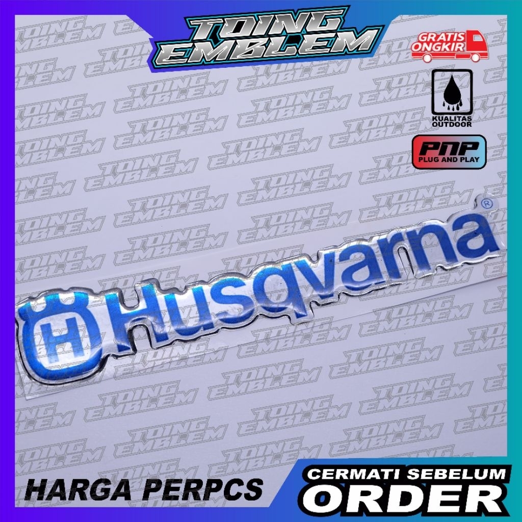 Emblem logo husqvarna / emblem timbul husqvarna / sticker husqvarna / stiker logo husqvarna / emblem