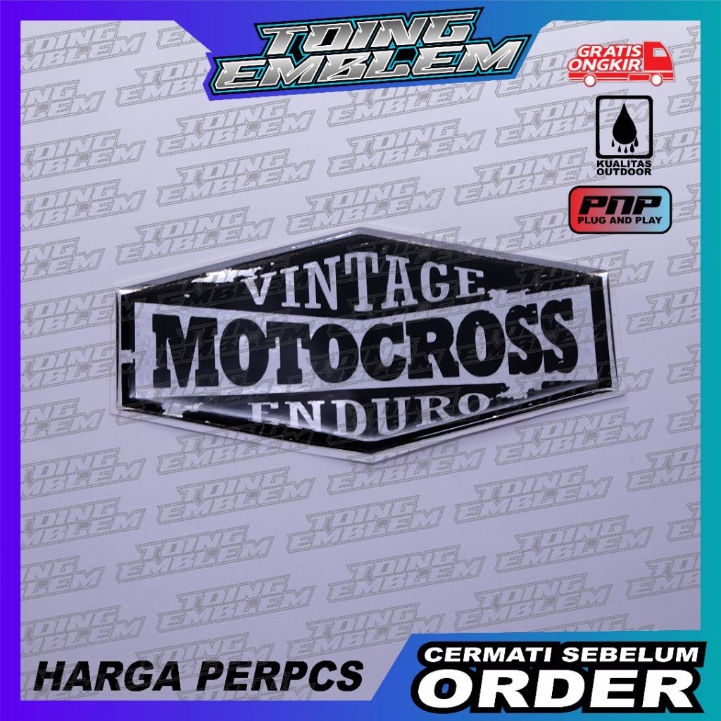 Emblem logo vintage motocross / emblem timbul trail vintage / sticker trail jadul / stiker logo vint