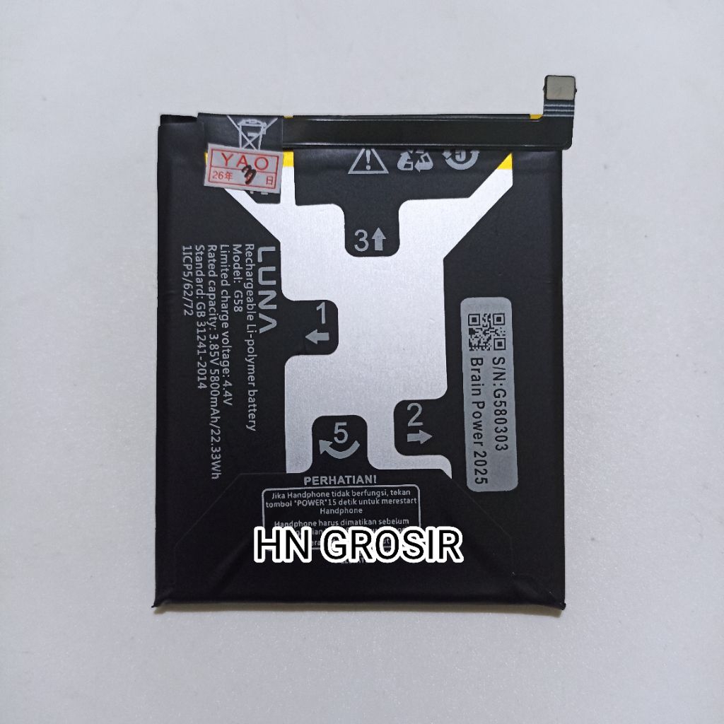 Baterai Luna G58 Luna G 58 Battery batre batrai batrei hp