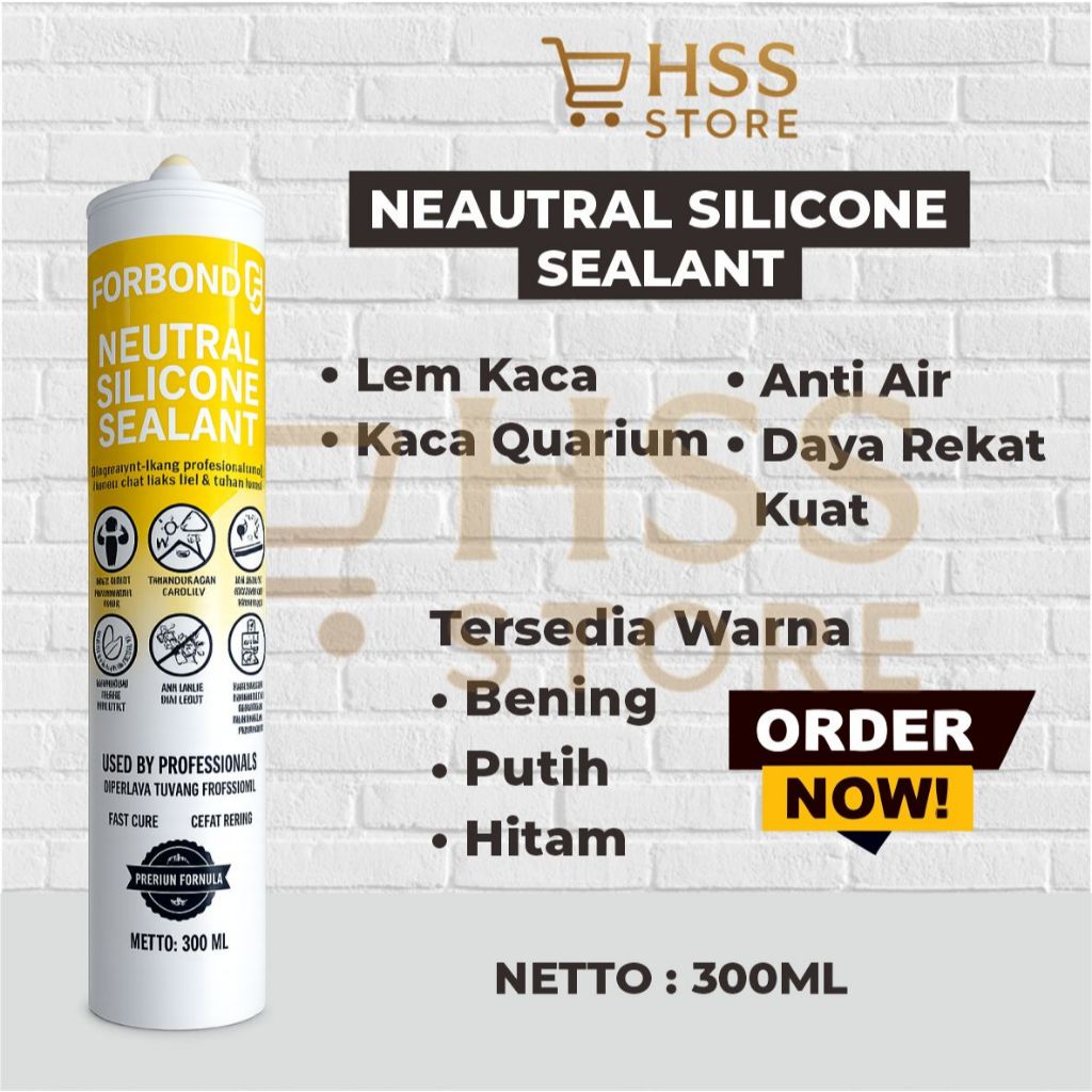 Neutral Silicone Sealant / Lem Silikon Netral  /Lem Slant Kaca Bening Putih Hitam /  Lem Aquarium Se
