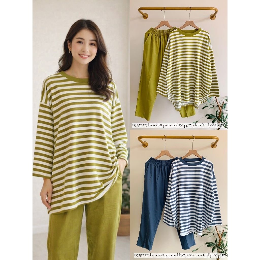 - Lucky Lacky Boutique - One Set 2in1 Set Kaos Celana Knitt Premium  Setelan Kaos Knit Lengan Panjan