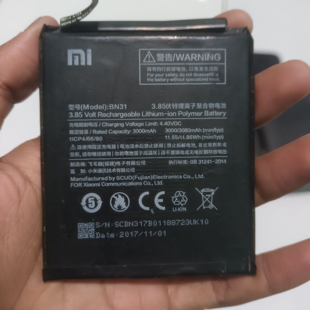 Baterai BN31 Redmi Note 5A, Note 5A Prime, Mi 5X, Mi A1, Redmi S2 | Original 100% Copotan