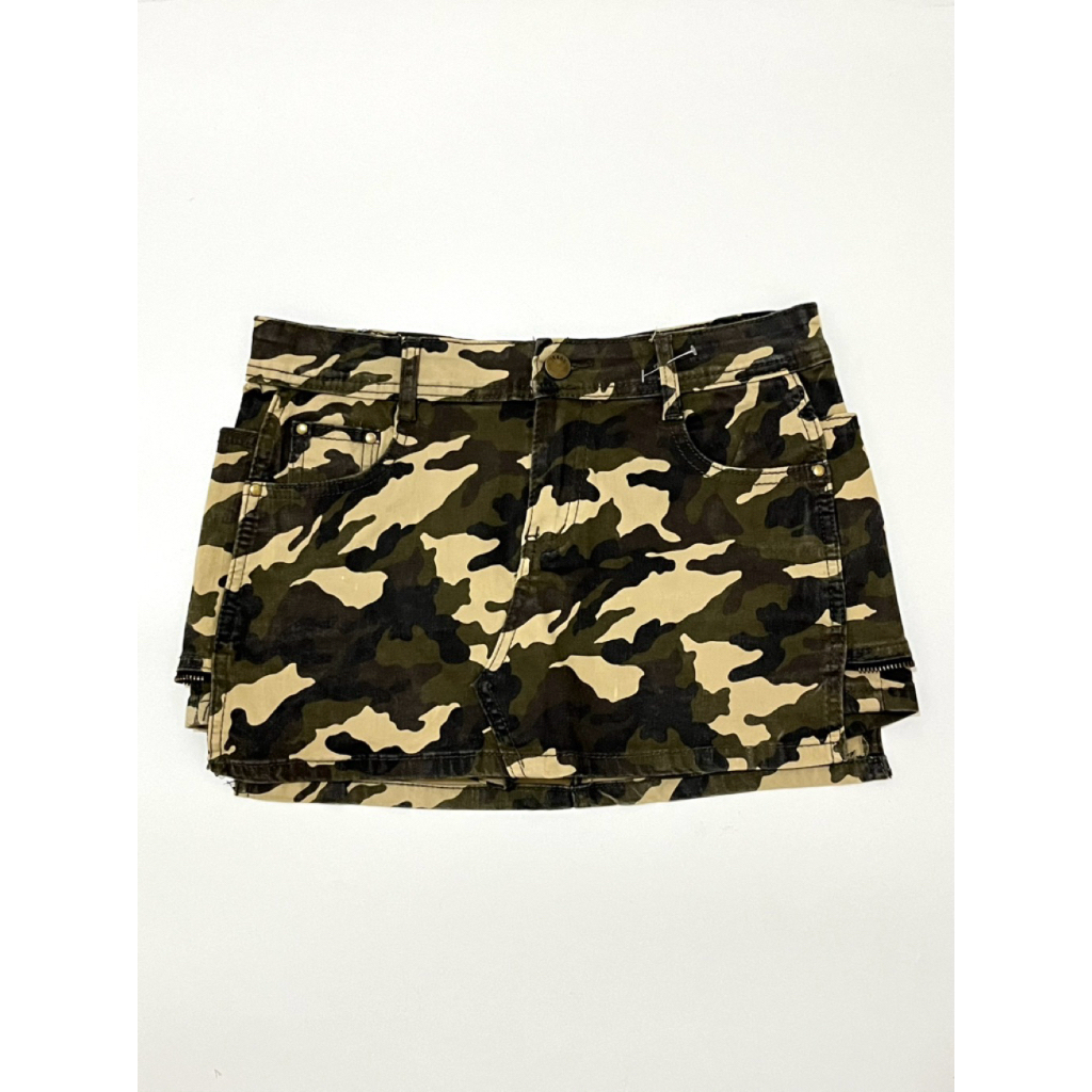 Camo Denim Skort Y2k - Rok Mini