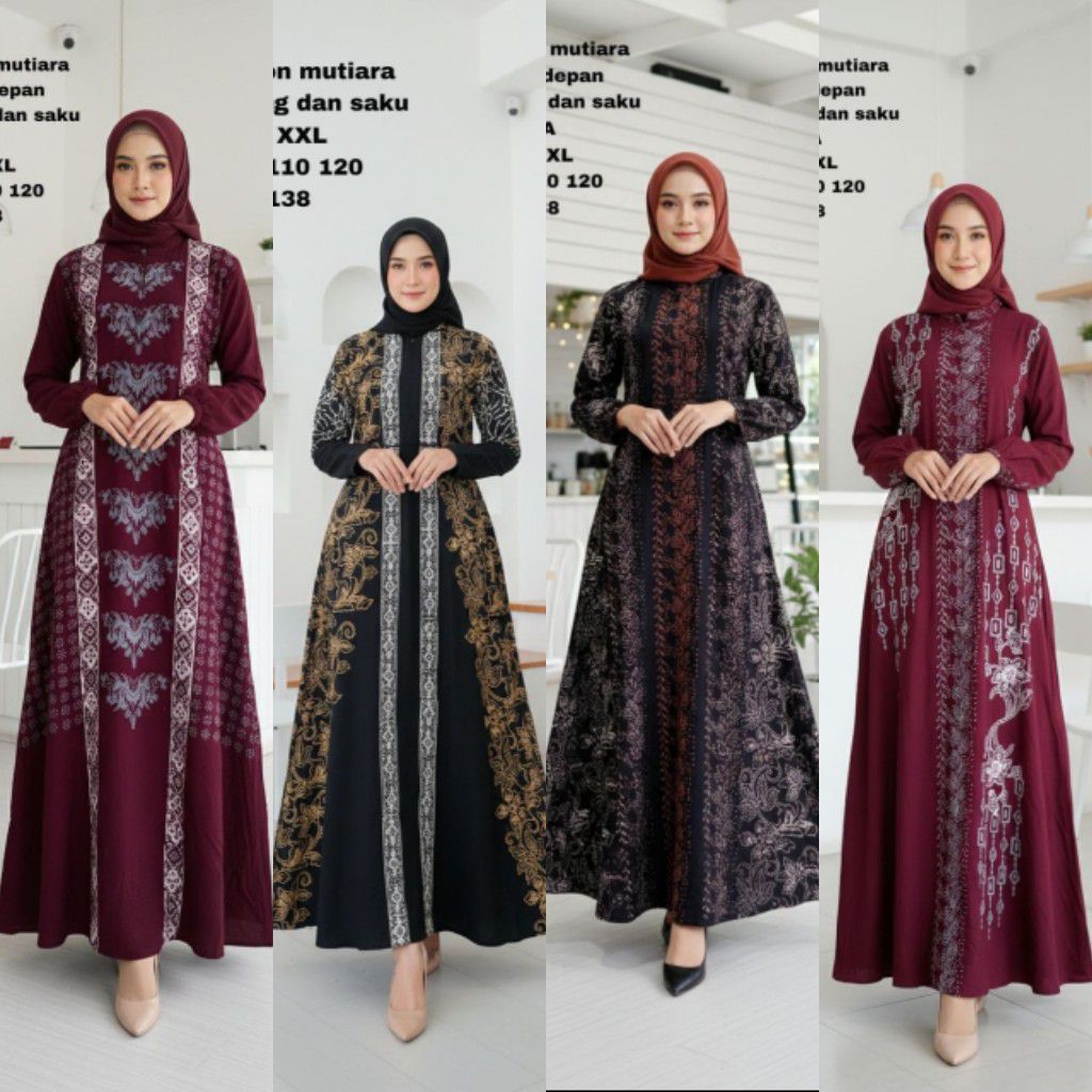 Batik Zahra Aulia - Gamis Twill Rayon Terbaru Homedres Busui Jumbo Syar'i Premium