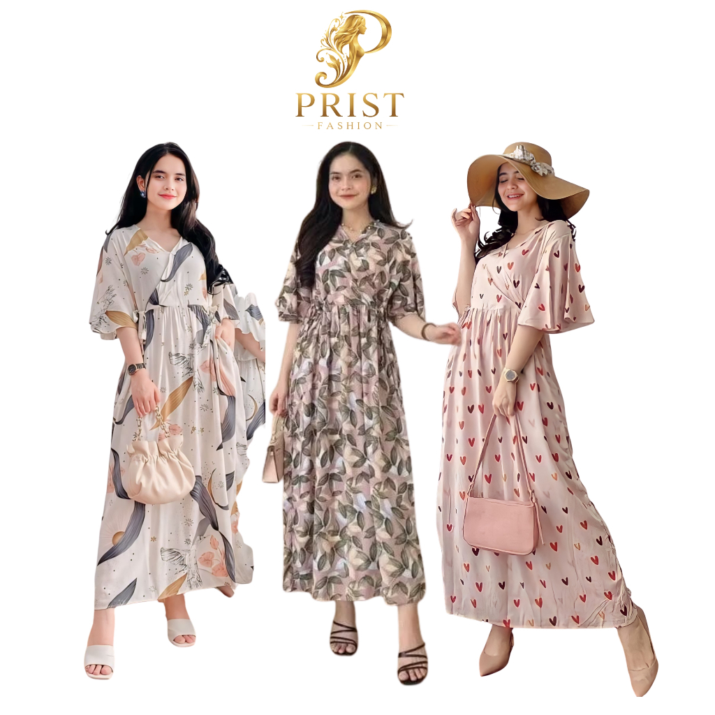 Prist Fashion - Baju Daster Dress Kimono Piyama Wanita Lengan Pendek Bahan Rayon Panjang Semata Kaki