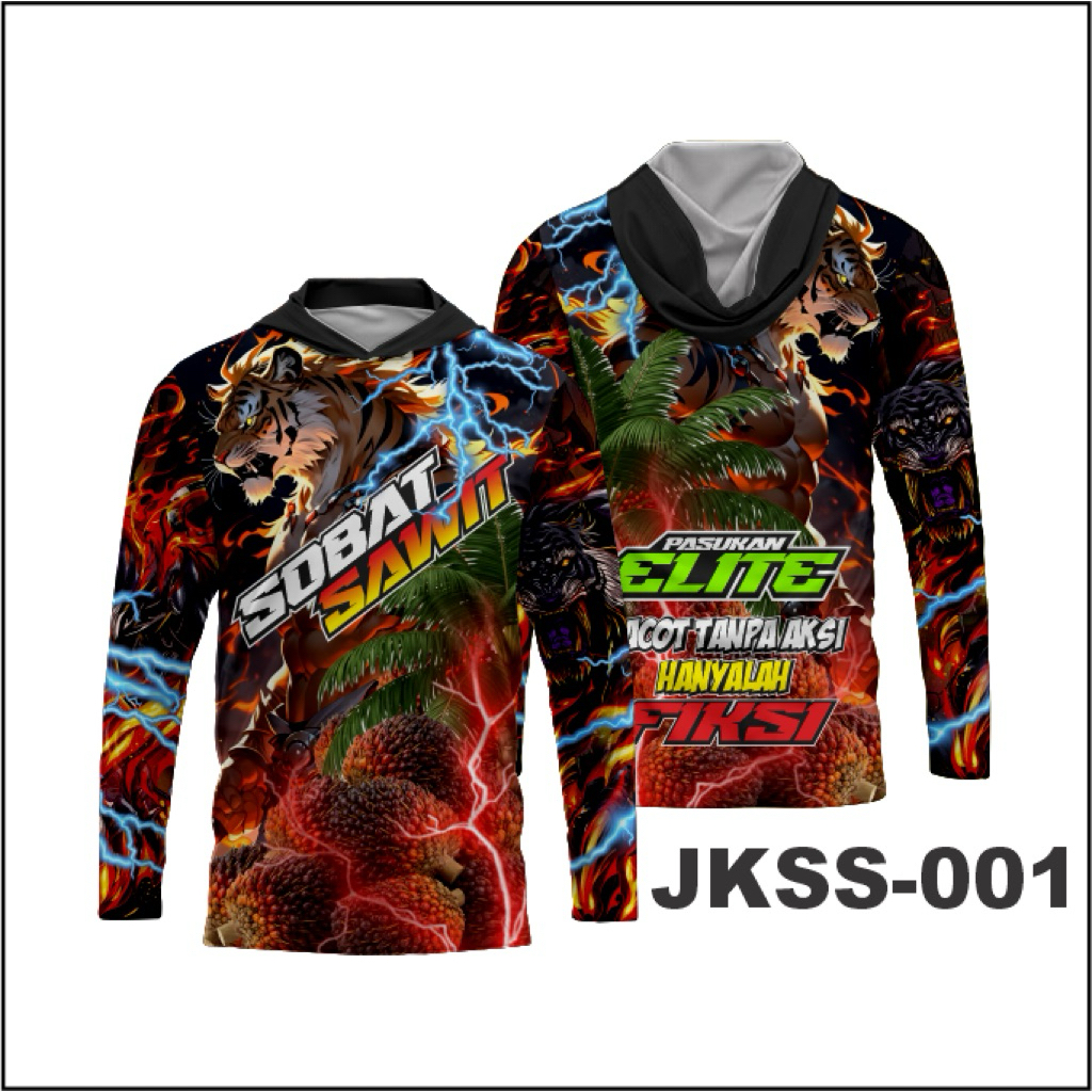 Jersey Baju Kaos Sobat Sawit Full Printing Lengan Panjang Kupluk