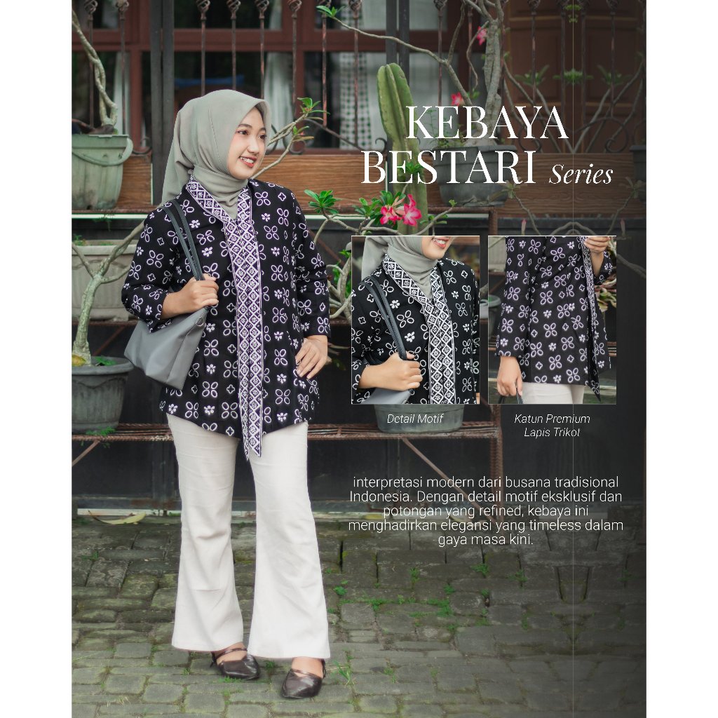 Kebaya Modern Wanita Bestari Series Batik Premium Lengan Panjang - Batik Pertiwi Jogja