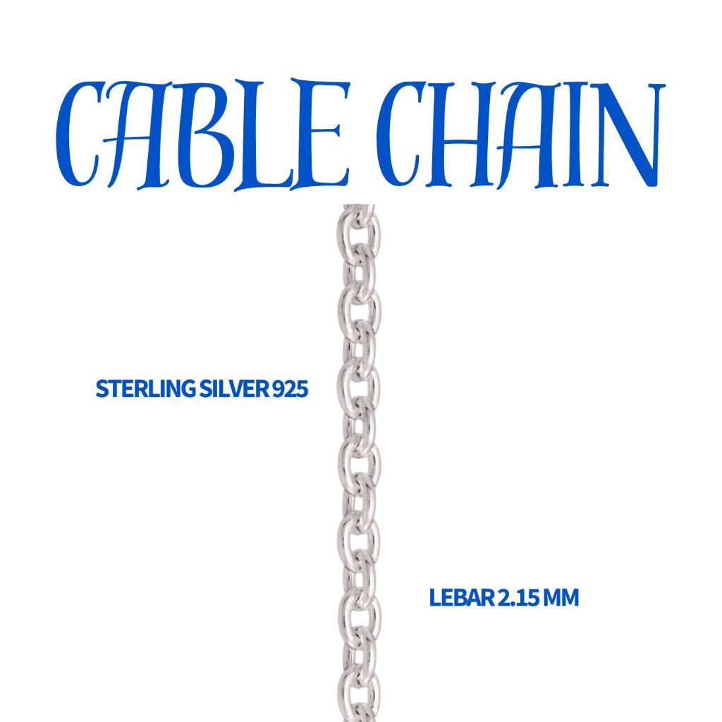 1 Meter - Rantai Nuri - Sterling Silver - Perak 925 - Lebar 2.15MM - Chain Only