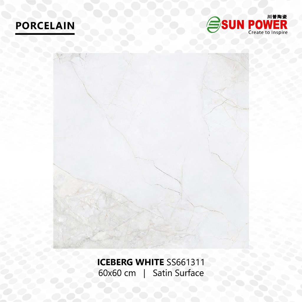 SUN POWER Iceberg White 60x60 | 120x60 Honed/Satin – Granit Tiles Lantai & Dinding Sun Power Ceramic