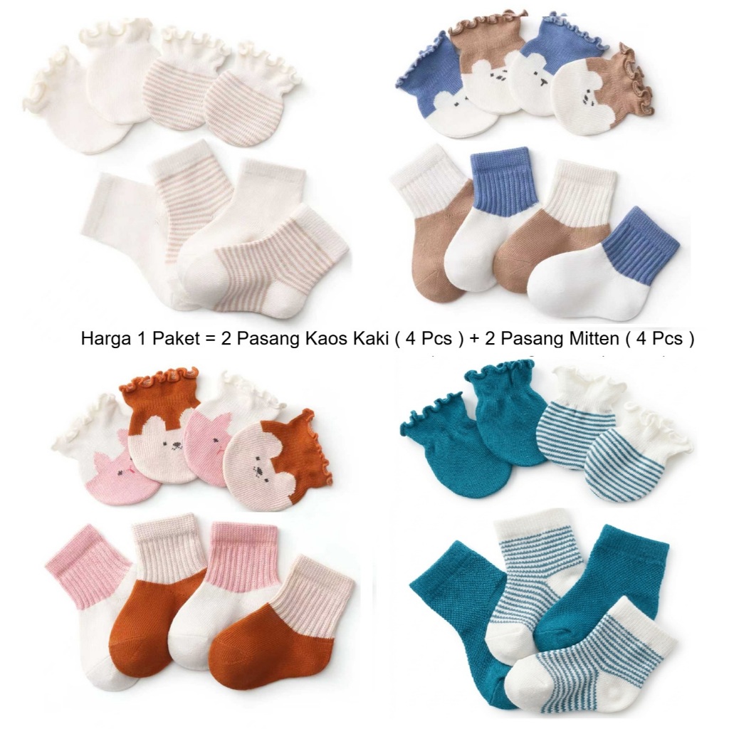 Kaos kaki bayi + Sarung tangan bayi ( 2 set sarung tangan  + 2 set kaos kaki )
