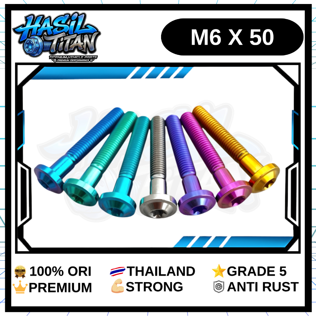 Baut Titanium M6 x 50 Drat 10 x 50 Big Head