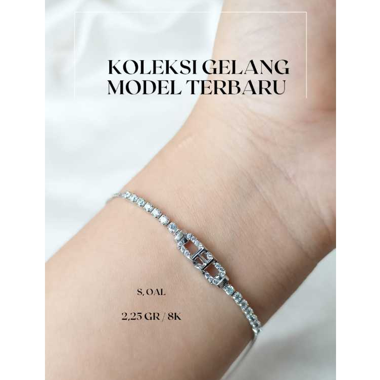 Gelang Emas Rante Serut Huruf H Mt Pth Lgkp 8K (Complete Mulia)