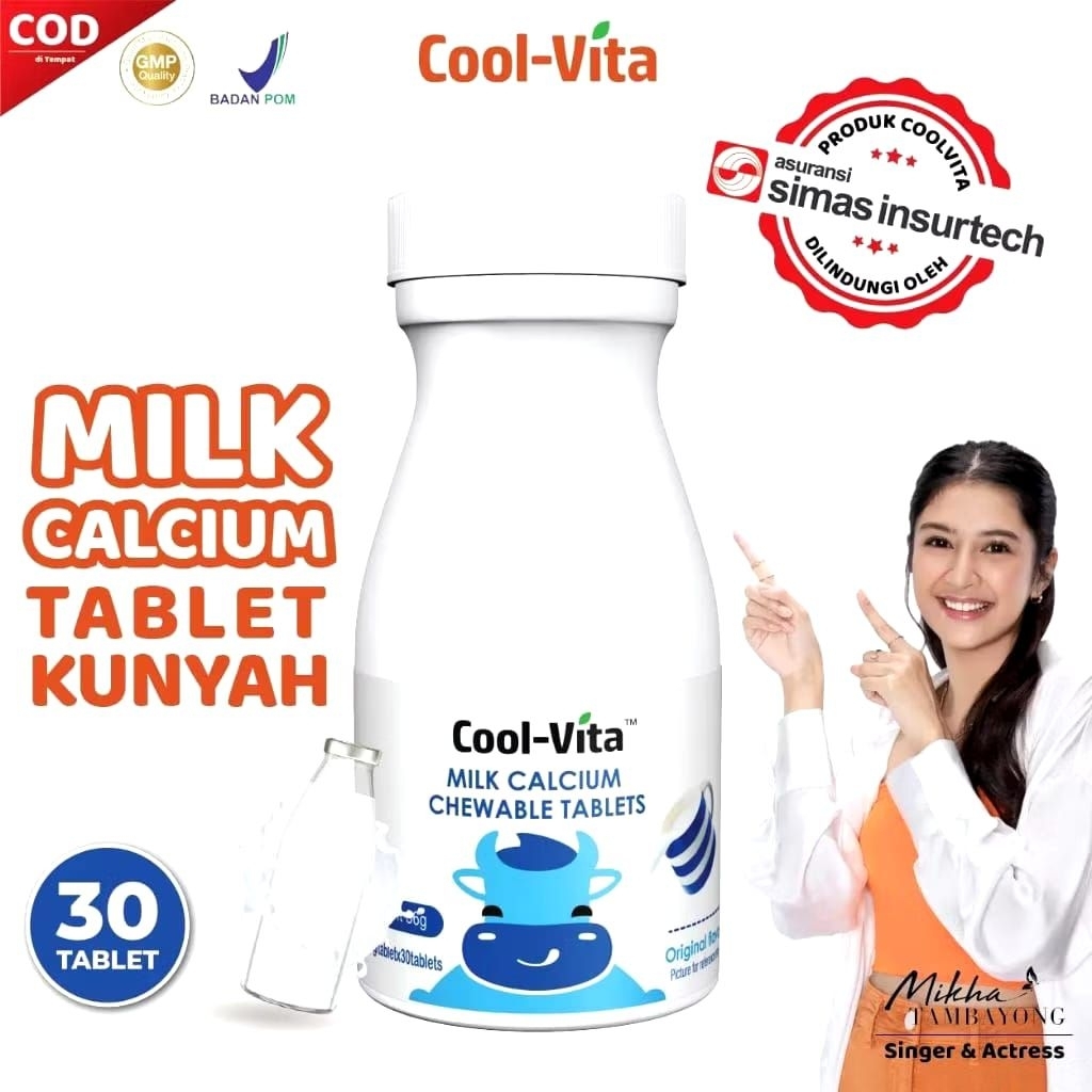 Ready Stock Coolvita Milk Calsium Chewable Rasa Original isi 30 tablet Peninggi badan