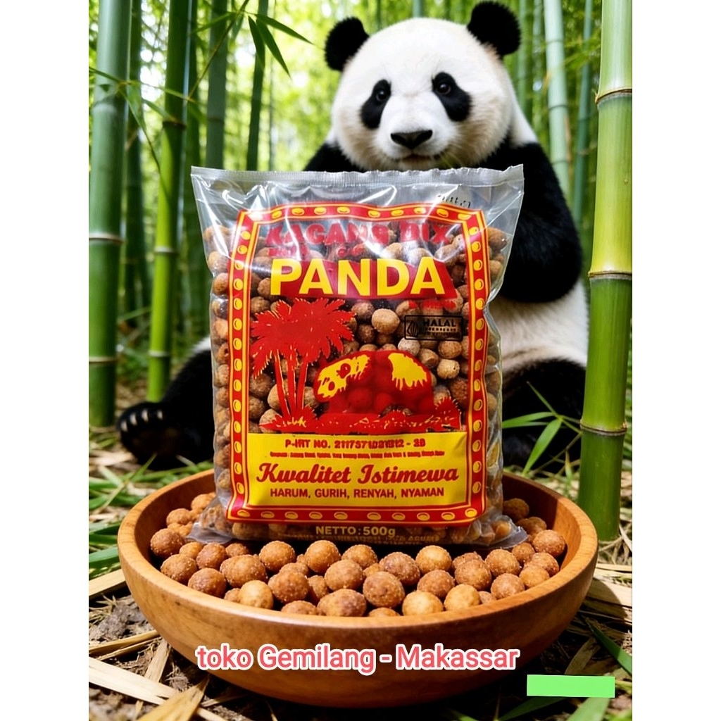 (500gr) Kacang Disko khas Makassar cap Papa Panda, camilan dan oleh-oleh populer dari Makassar, enak