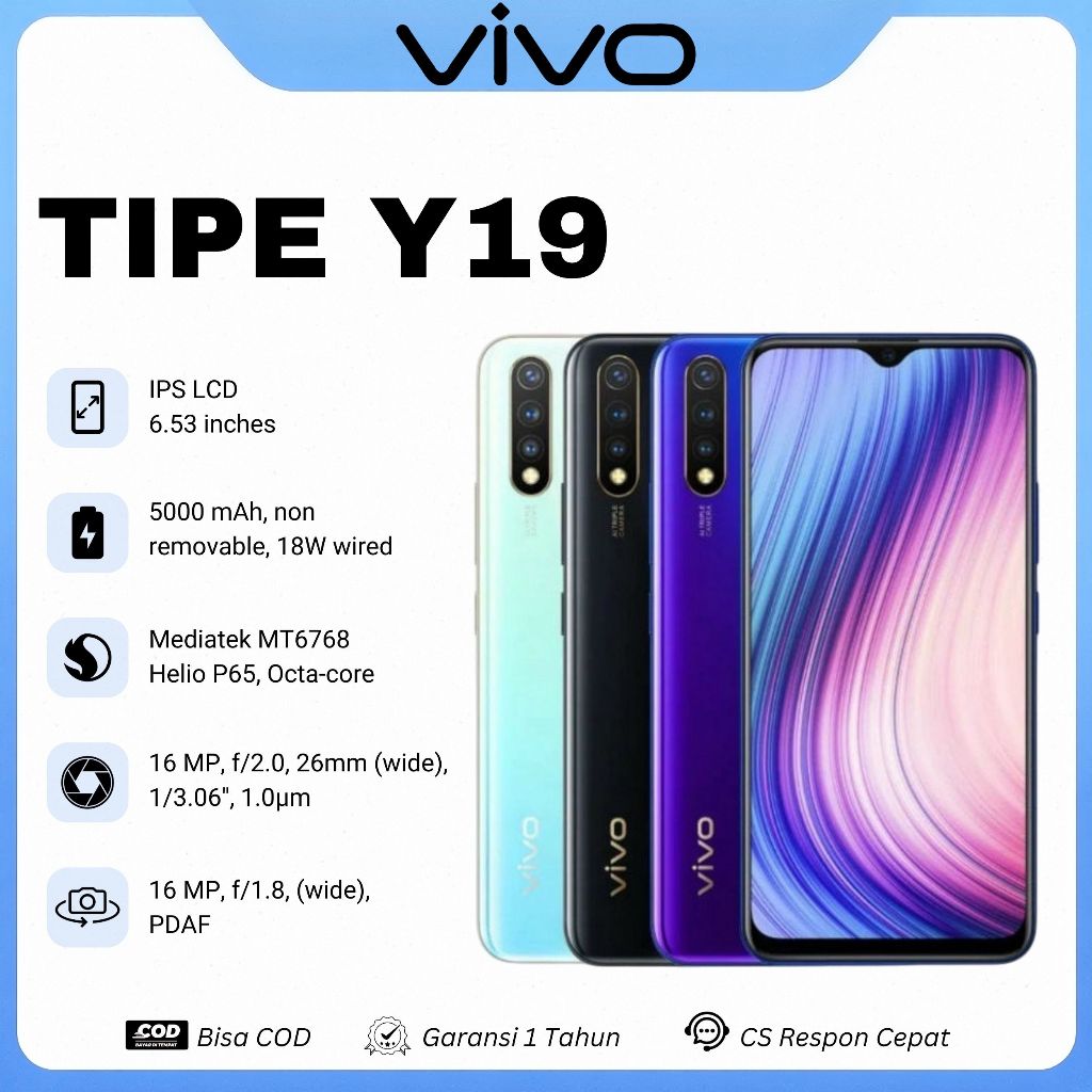 HP VIVO Y19 RAM 8/256GB 4G Smartphone Fullset Garansi 1 Tahun