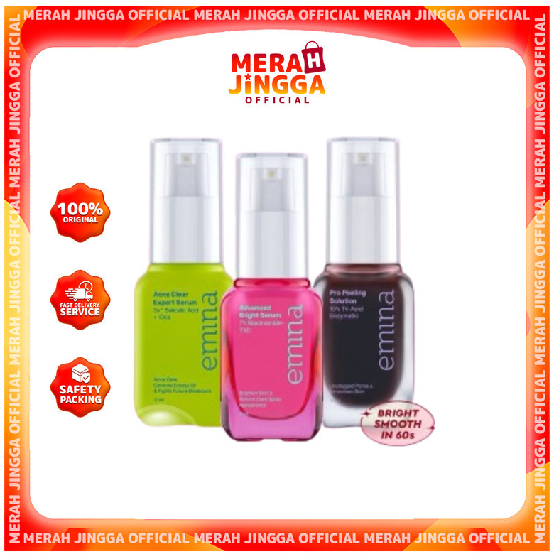 Emina Serum Series 17ml Serum Brightening Mencerahkan Serum Acne Peeling Serum Merah Jingga Official