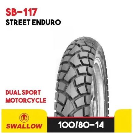 Ban Luar Tubeless (TL) Ring 14 Swallow Street Enduro SB -117 Semi Trail 100/80-14 & 110/80-14 Swallo