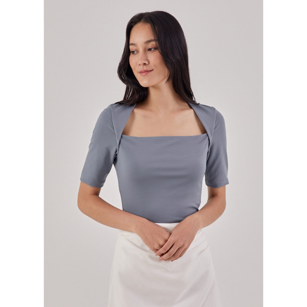 Debora square neck jersey top
