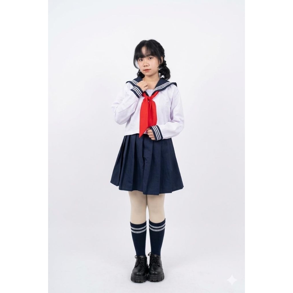 RENTAL SEIFUKU size M  Baju seragam sekolah jepang - cewek jepang - biru putih merah anime