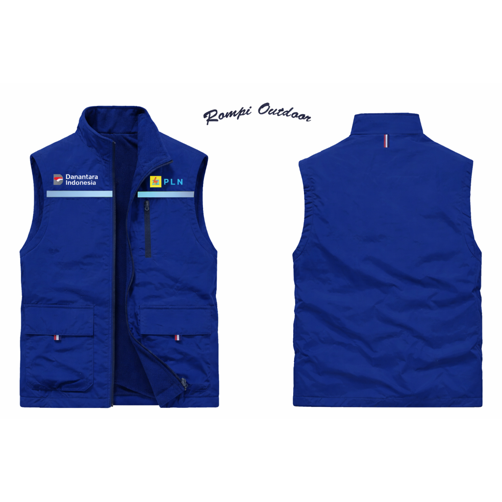 Rompi Outdoor PLN | Rompi Kerja Safety PLN Danantara | Rompi Biru Danantara PLN