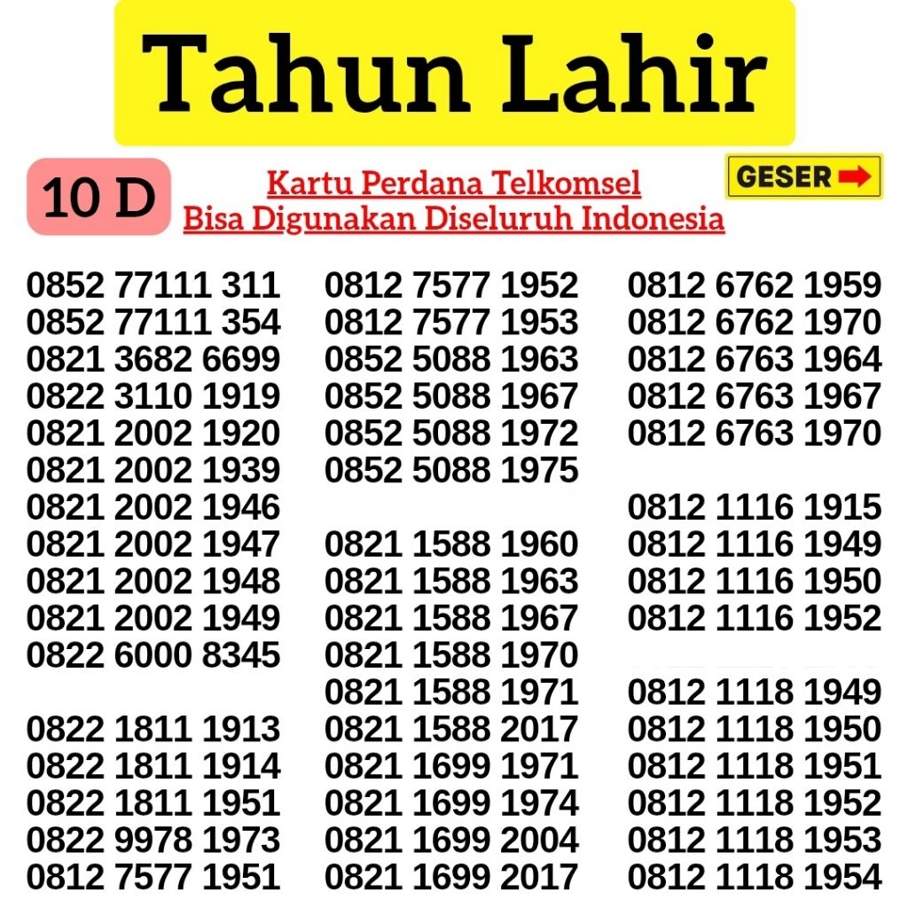 Nomor Cantik Simpati Telkomsel 4G 5G Kartu Perdana Telkomsel Simpati Nocan Simpati Nomer Cantik Telk