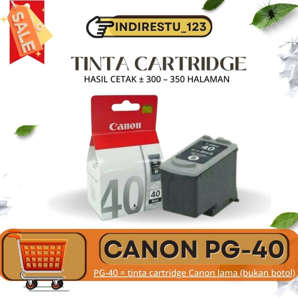 Tinta Cartridge Canon Pixma PG-40 Black / Cocok MP140 / MP150 / MP160/ MP170 / MP180 / MP190/ MP210/